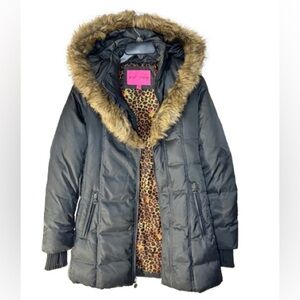 Betsey Johnson SMALL Winter Coat W/ Faux Fur Trim